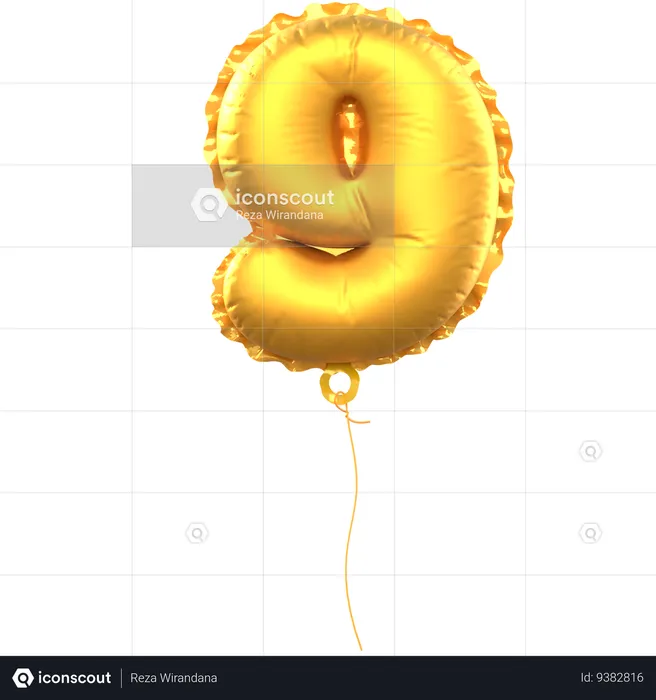 Number 9 Balloon  3D Icon