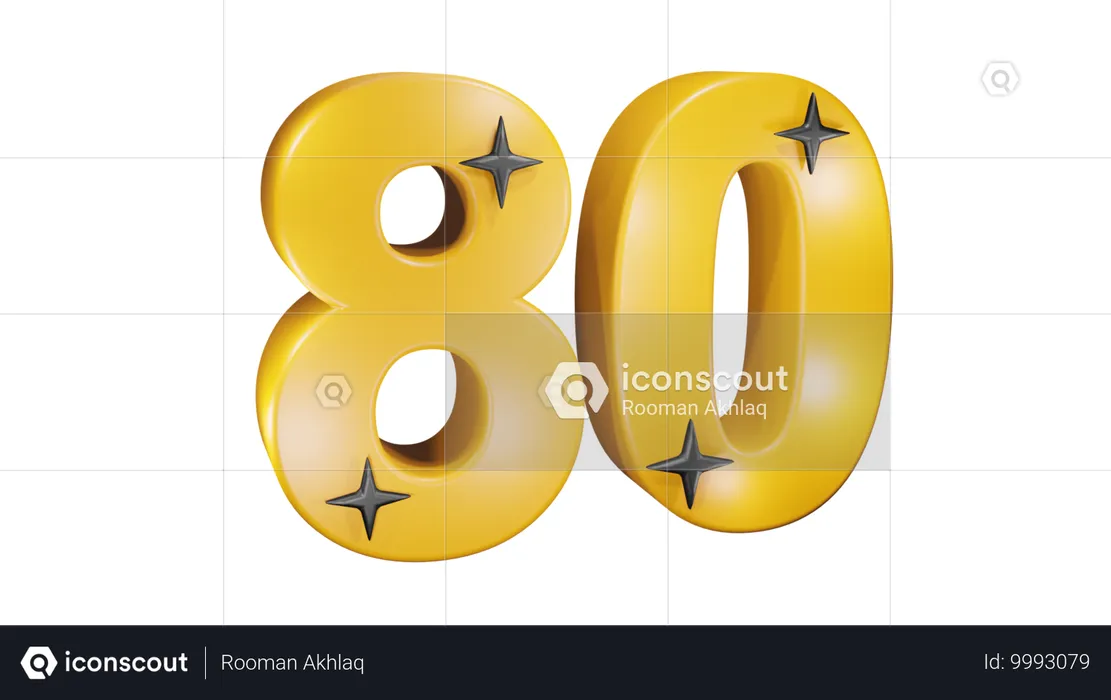 Number Eighty  3D Icon