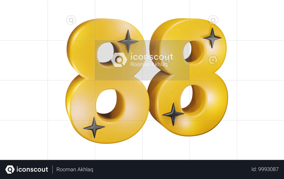 Number Eighty Eight  3D Icon