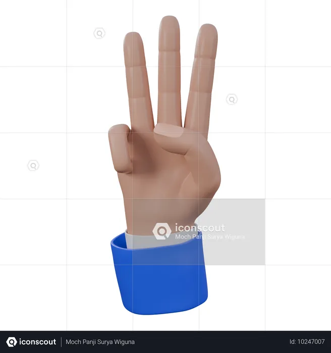 Number Hand Gesture  3D Icon