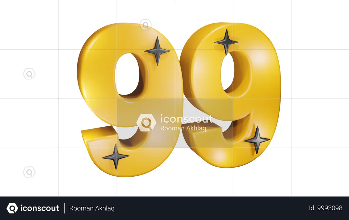 Number Ninety Nine  3D Icon