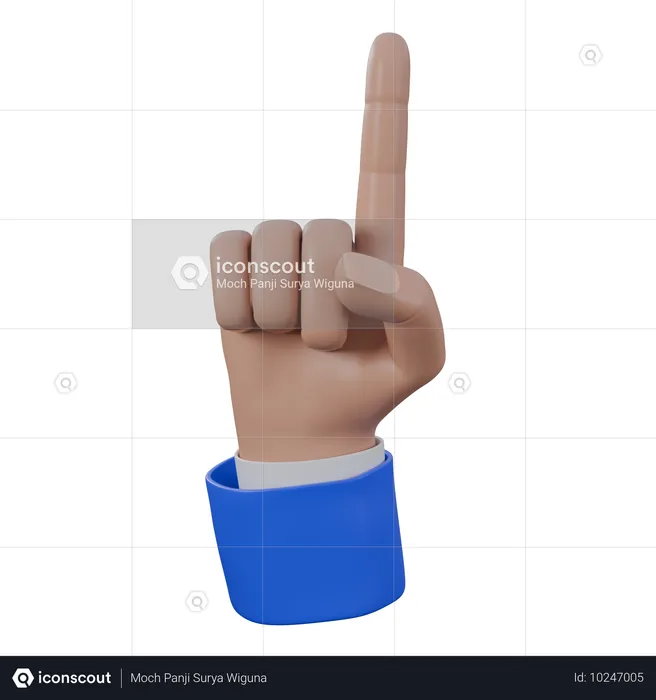 Number One Hand Gesture  3D Icon