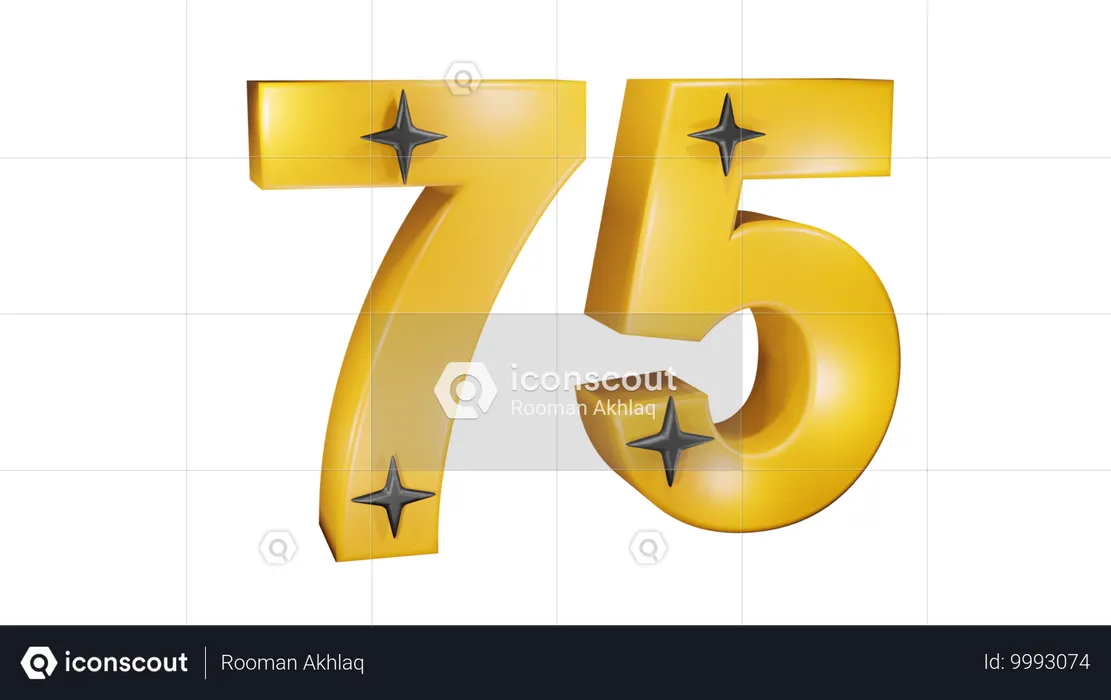 Number Seventy Five  3D Icon