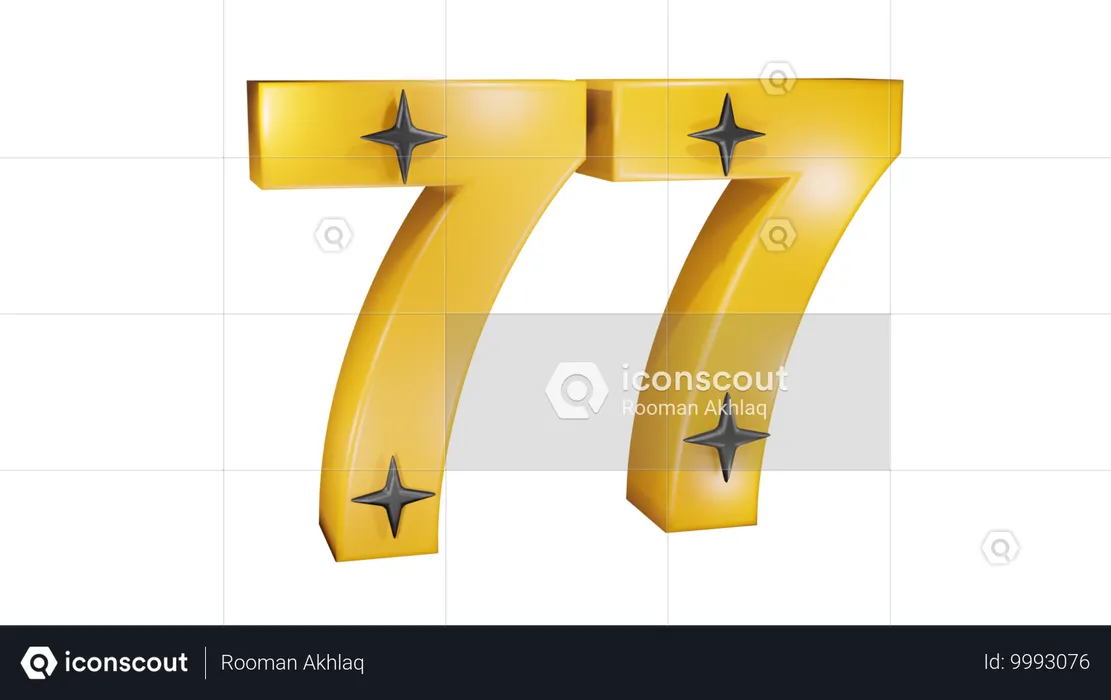 Number Seventy Seven  3D Icon