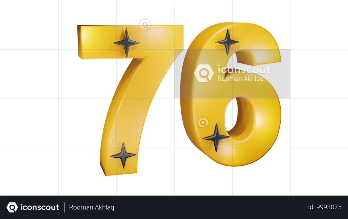 Number Seventy Six  3D Icon