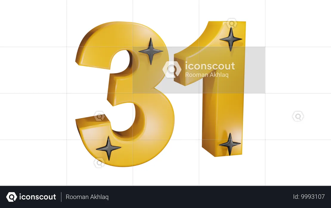 Number Thirty One  3D Icon
