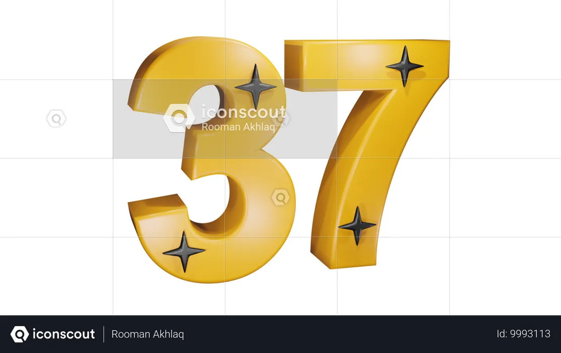 Number Thirty Seven  3D Icon