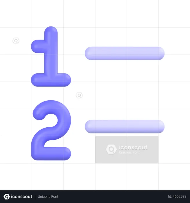 Numbered List  3D Icon