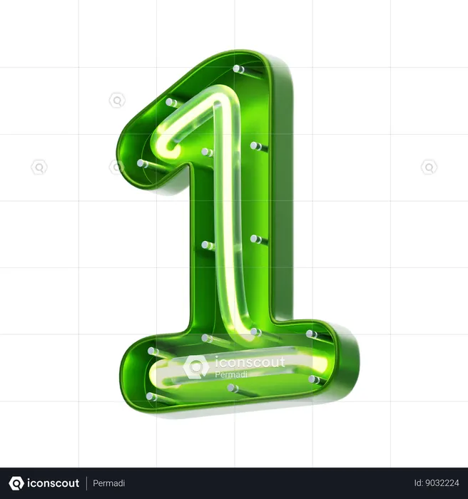 Texte néon forme numéro 1  3D Icon
