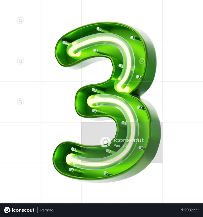 Texte néon forme numéro 3  3D Icon