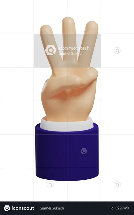 Geste de la main numéro 3  3D Illustration