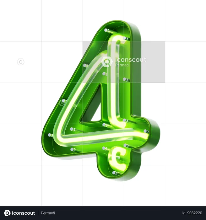 Texto de néon em forma de número 4  3D Icon