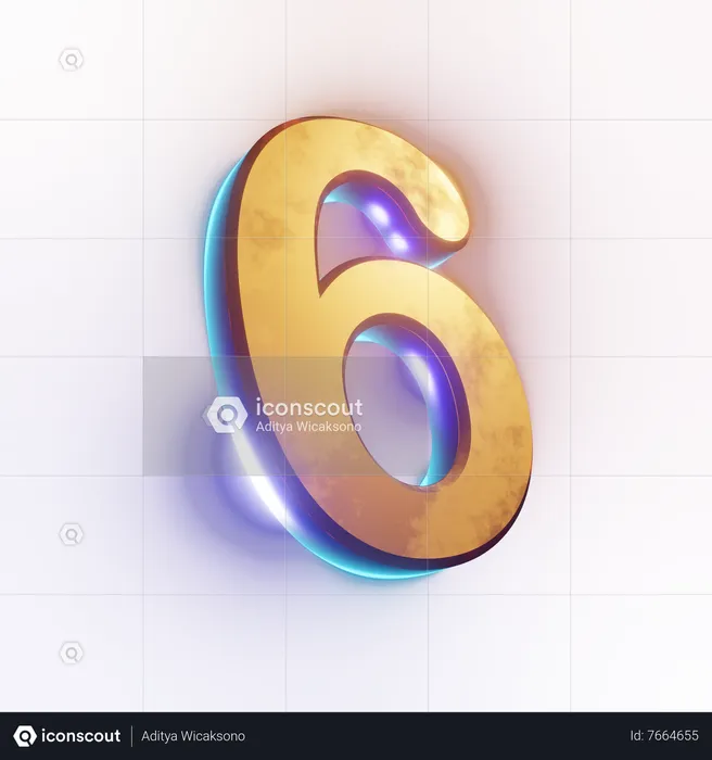 Efecto de texto número '6'  3D Icon