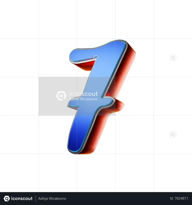 Typographie numéro 7  3D Icon