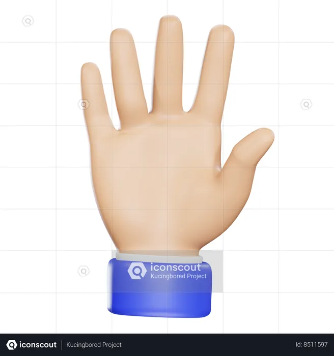 Main numéro cinq Emoji 3D Icon