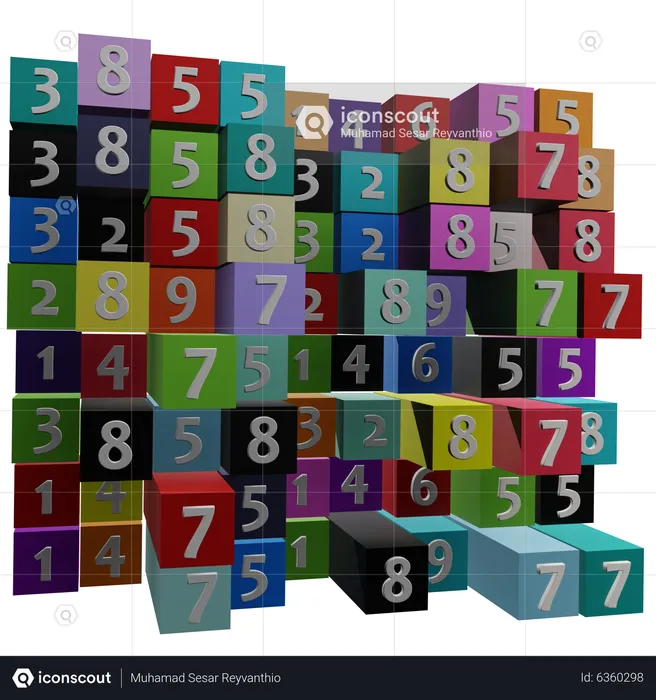 Cubos de numeros  3D Icon