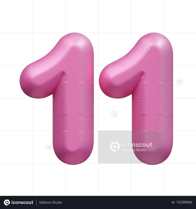 Balão Rosa Número 11  3D Icon