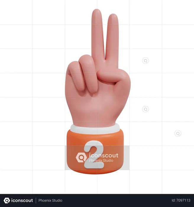 Números de gesto 2 Emoji 3D Icon