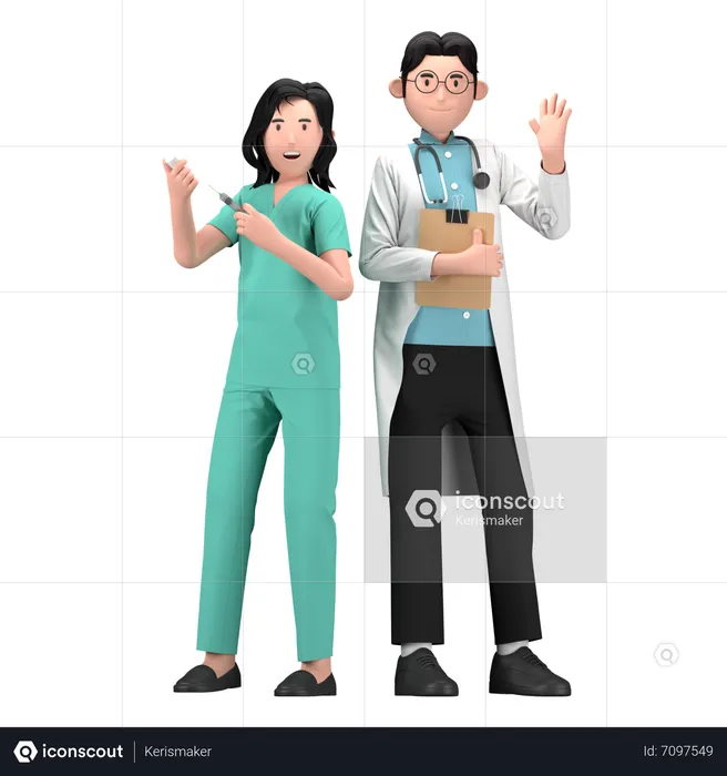 Nurse And Doctor  3D Icon