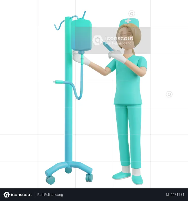 Nurse doing medical infusion  3D Illustration