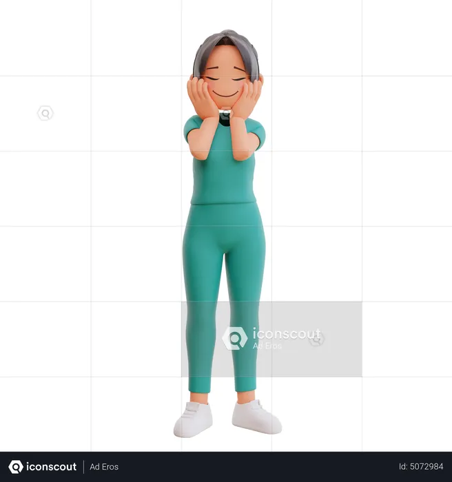 Nurse Giving Smiling Posing  3D Illustration