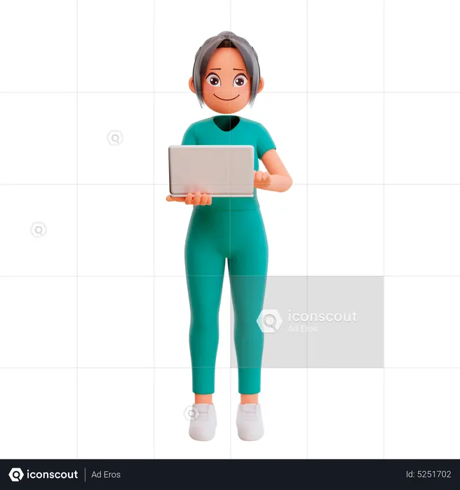 Nurse Holding Medical Report  3D Illustration