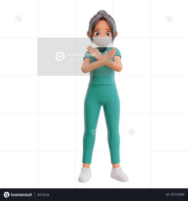 Nurse in Cross Hand pose  3D Illustration