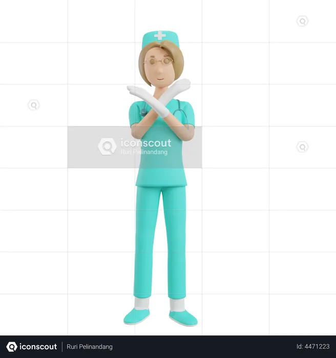 Nurse showing crossed arms  3D Illustration