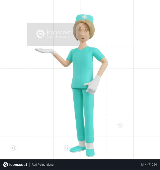 Nurse Showing Something  3D Illustration