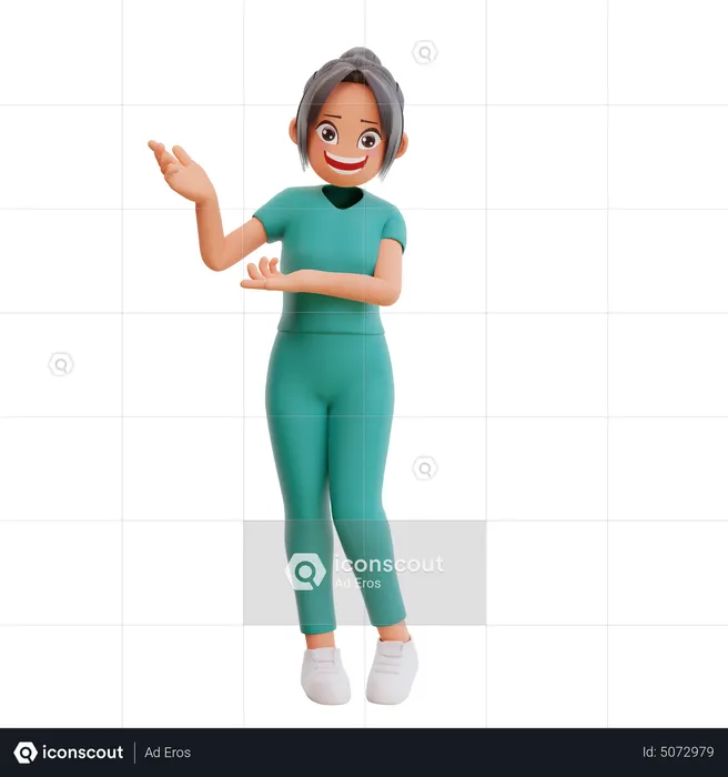 Woman indicating something 3D Illustration download in PNG, OBJ or