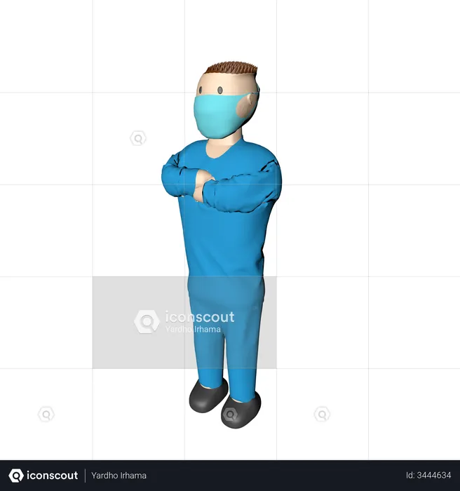 Nurse Warning Mask  3D Illustration