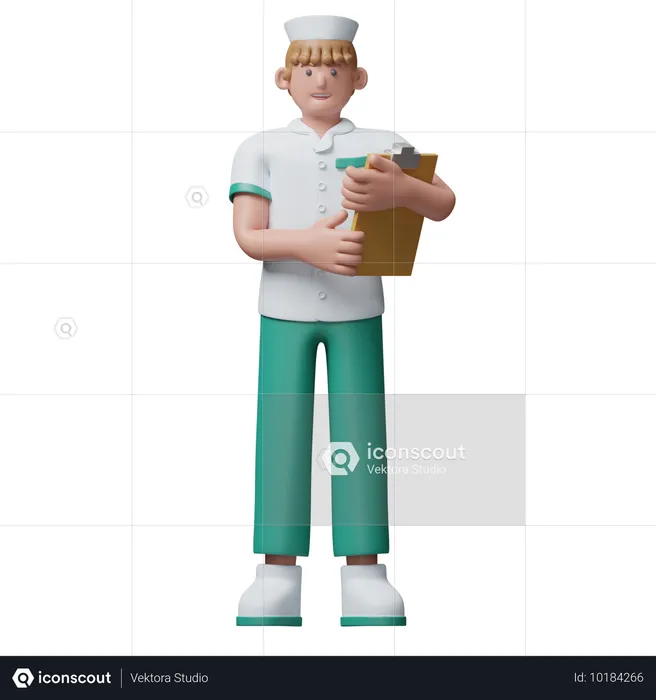 Nurse With Clipboard  3D Illustration