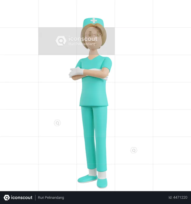 Nurse with folded arms  3D Illustration