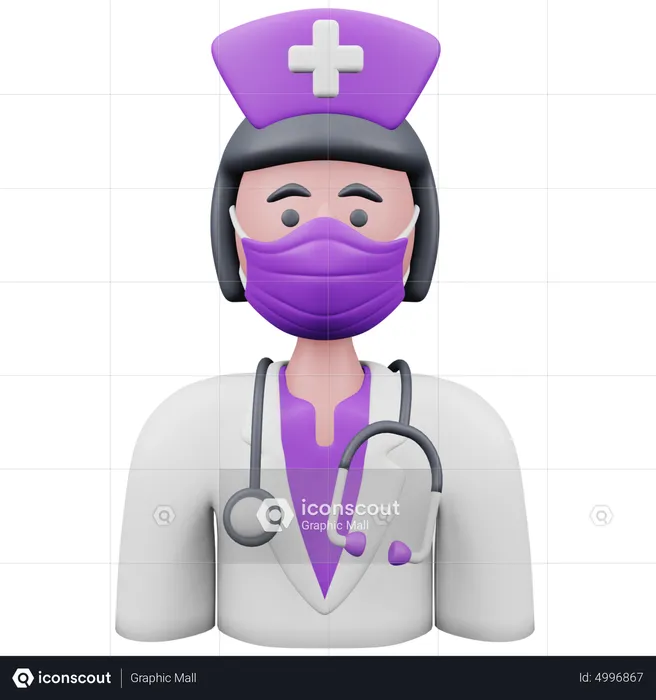 Nurse with Mask  3D Icon