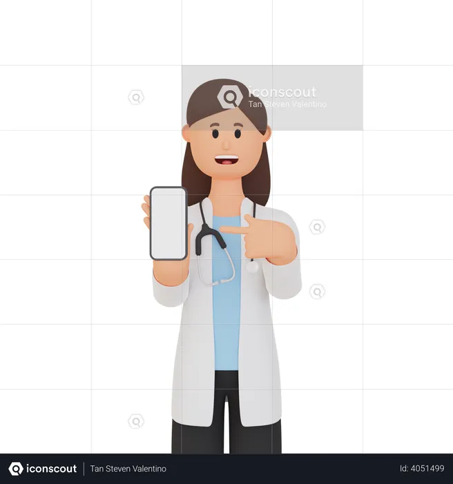 Nurse with smartphone with blank screen  3D Illustration