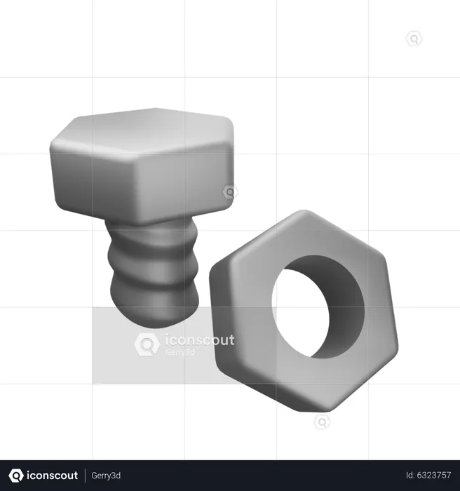 Nut And Bolt  3D Icon