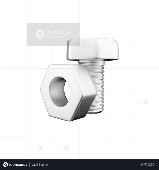 Nut And Bolt  3D Icon