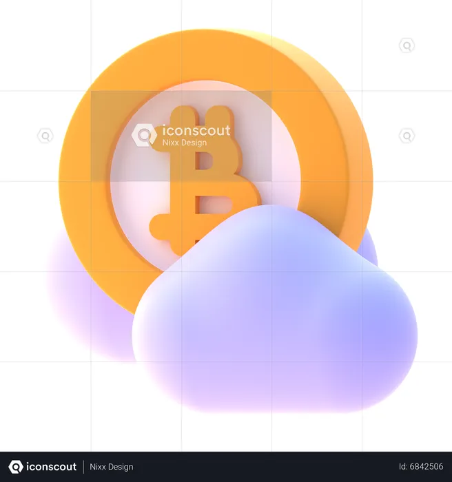 Bitcoin na nuvem  3D Icon