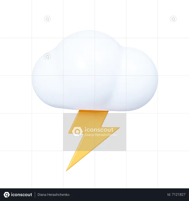 Nuvem com relâmpago  3D Icon