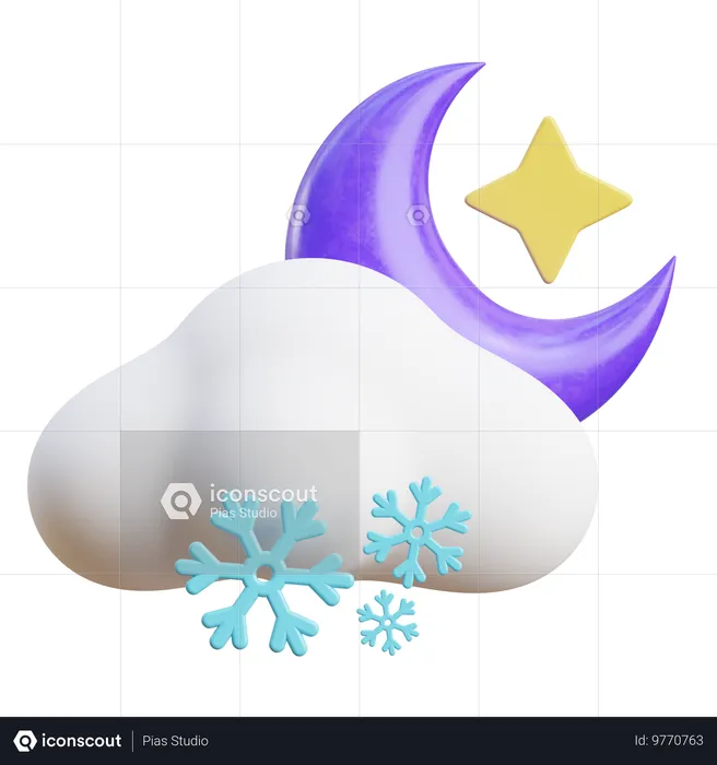 Nuvem de neve noturna  3D Icon