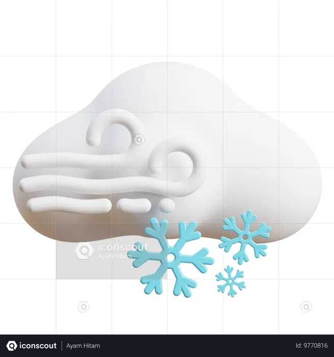 Nuvem de neve ventosa  3D Icon