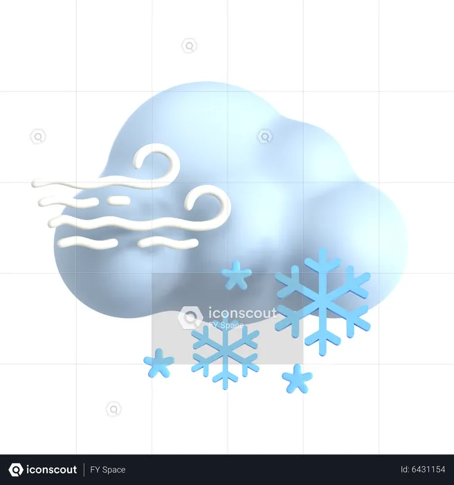 Nuvem de neve ventosa  3D Icon