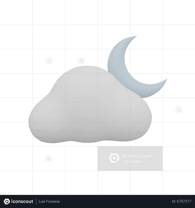 Nuvem noite lua clima  3D Icon