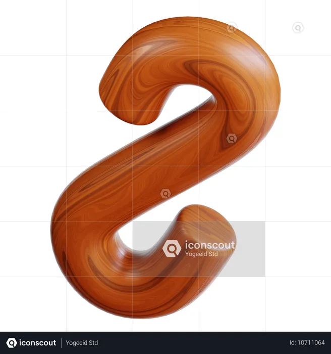 Objet en bois en forme de S  3D Icon