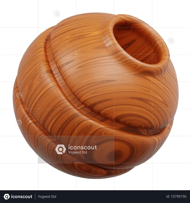 Objeto esférico de veta de madera adecuado para la naturaleza.  3D Icon