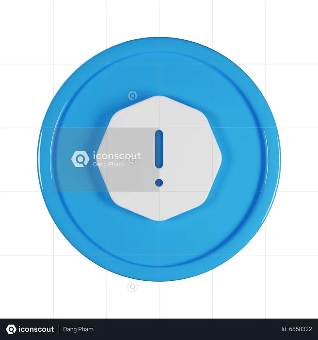 Octagon Exclamation  3D Icon