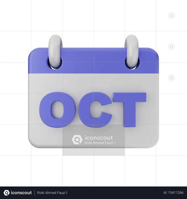 October Calendar  3D Icon