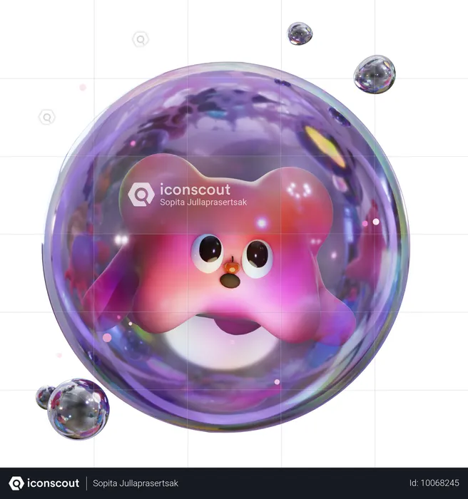 Octopus In Bubble  3D Icon