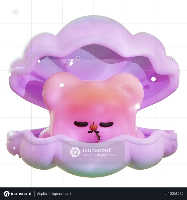 Octopus Sit In Shell  3D Icon