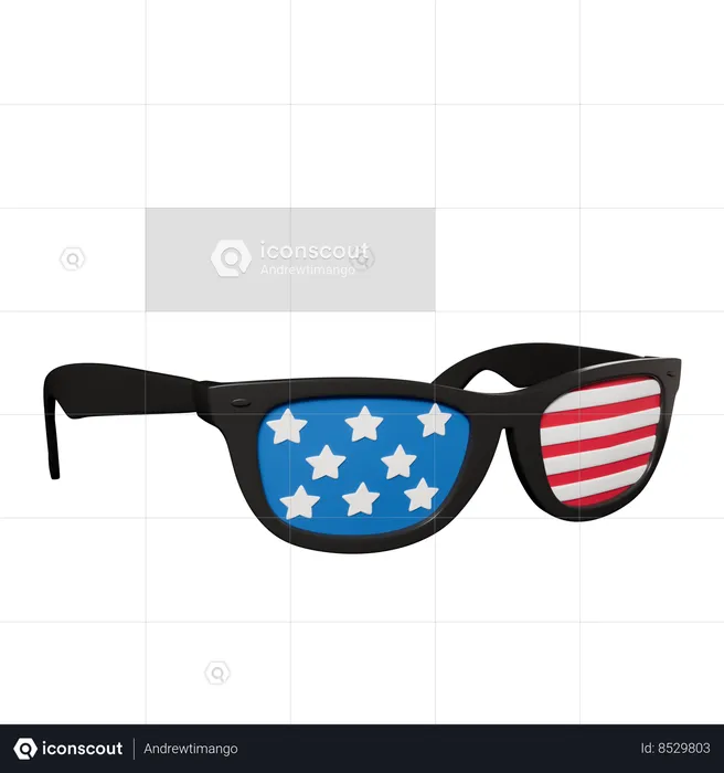 Óculos de bandeira nacional dos EUA  3D Icon